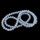 Premium Plated Glass Beads 7.5x8.5 MM (1 String, 100+ Beads) Hole:1 MM Round Blue For Jewellery Making DIY Arts Crafts